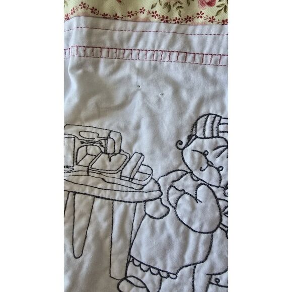 Sweet " Little Quilting Lady " Machine Embroidered Squares  On A Quilt 47x37" - Picture 14 of 16